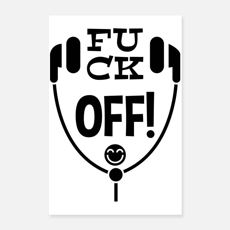 Humorous Headphone Artwork Featuring Unique Text a Poster 60 x 90 cm