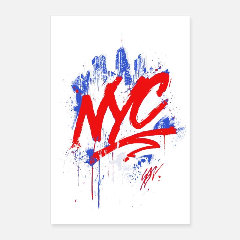 Splash de la skyline de graffiti de New York Poster 60 x 90 cm