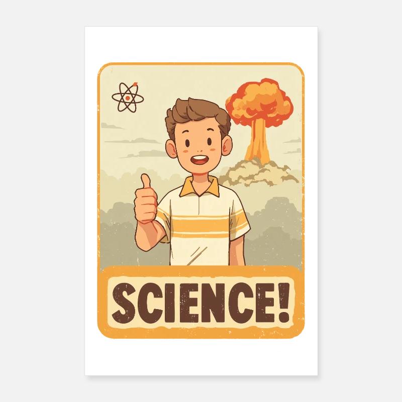 Science Hero : Pouces levés de dessin animé Poster 60 x 90 cm