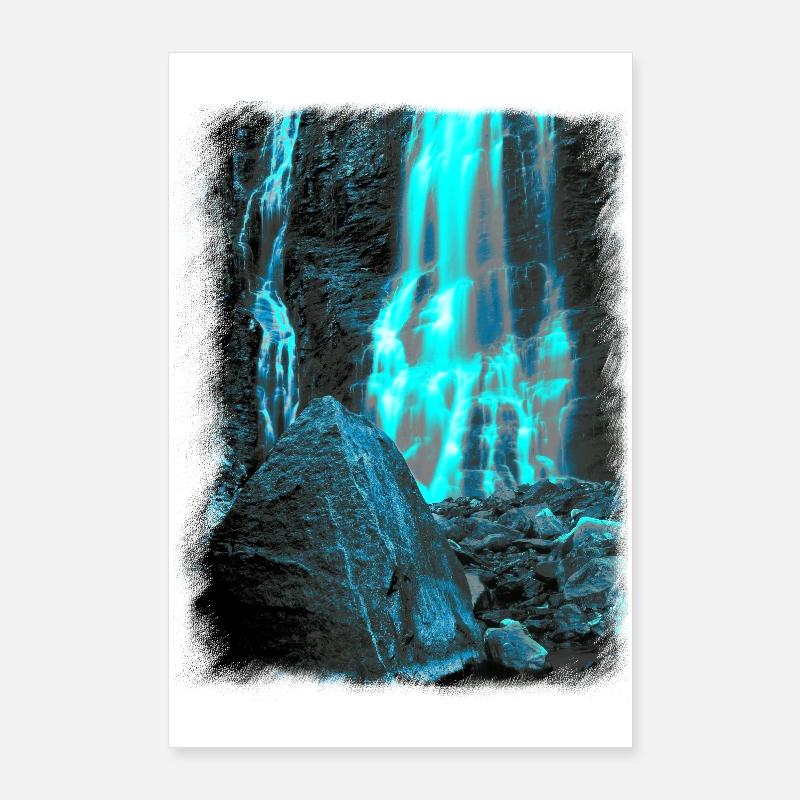 Felsiger Wasserfall Poster 60x90 cm