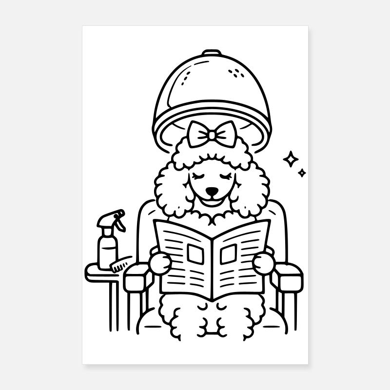 Caniche chez le coiffeur Poster 60 x 90 cm