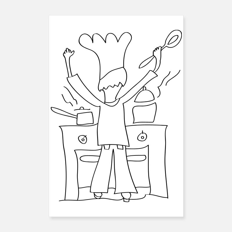 Papa’s Cooking Line Art – Funny Kitchen Gift Poster 60x90 cm