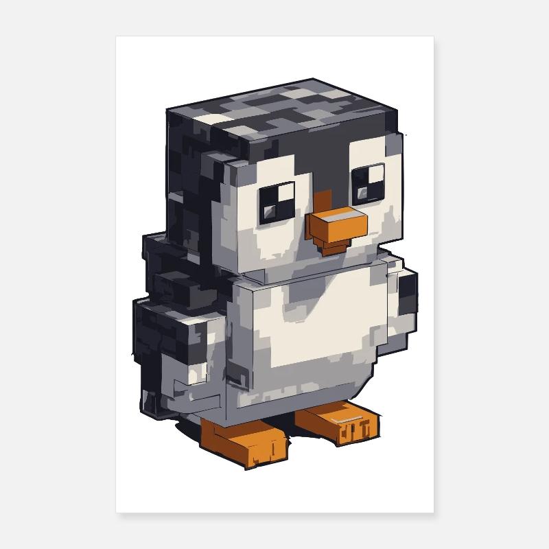 Mignon pingouin pixel Poster 60 x 90 cm