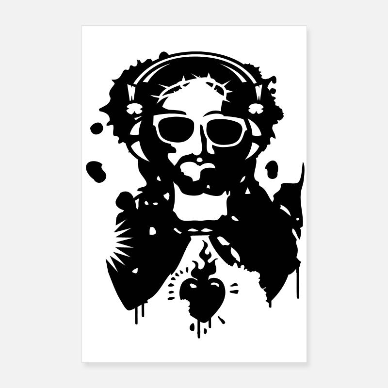 Jésus Graffiti avec un casque et lunettes de Poster 60 x 90 cm