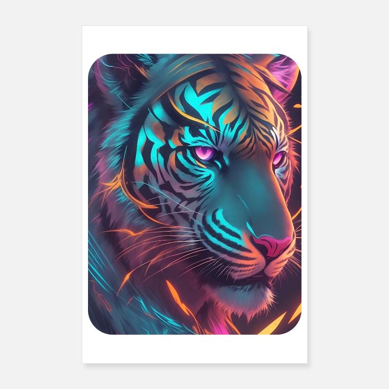 Néon Tiger Thème Lucid Poster 60 x 90 cm
