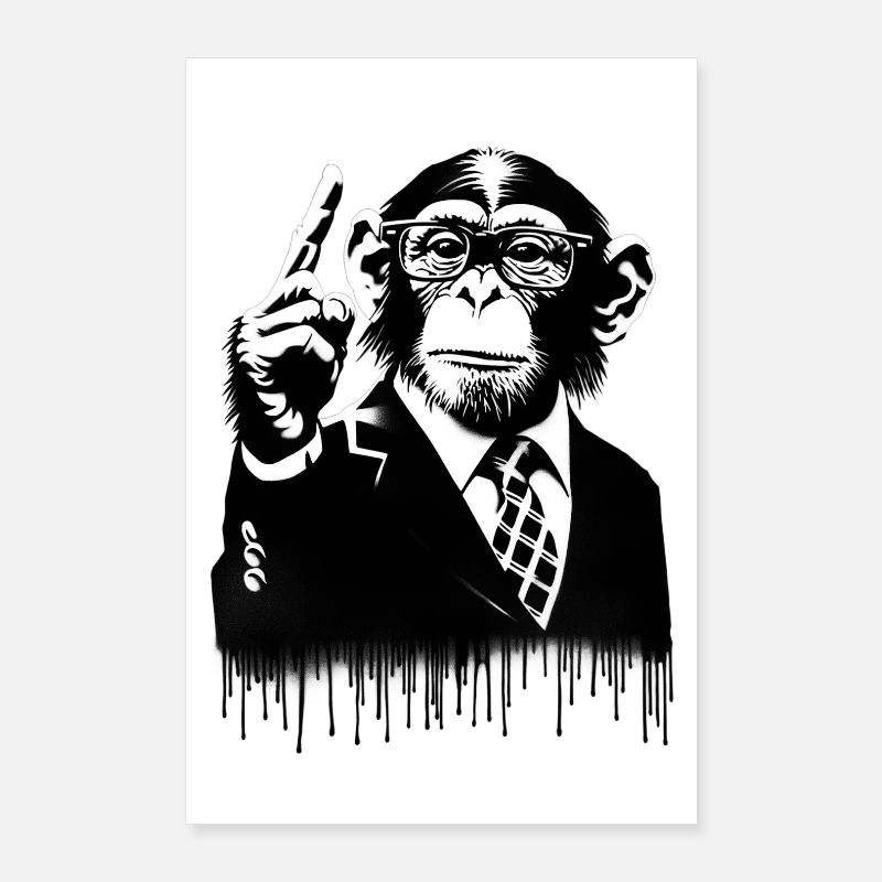 Enseignant. Monkey Life Affenleben Poster 60 x 90 cm