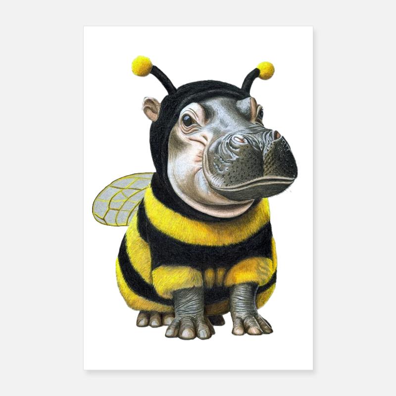 Abeille hippopotame 2 Poster 60 x 90 cm