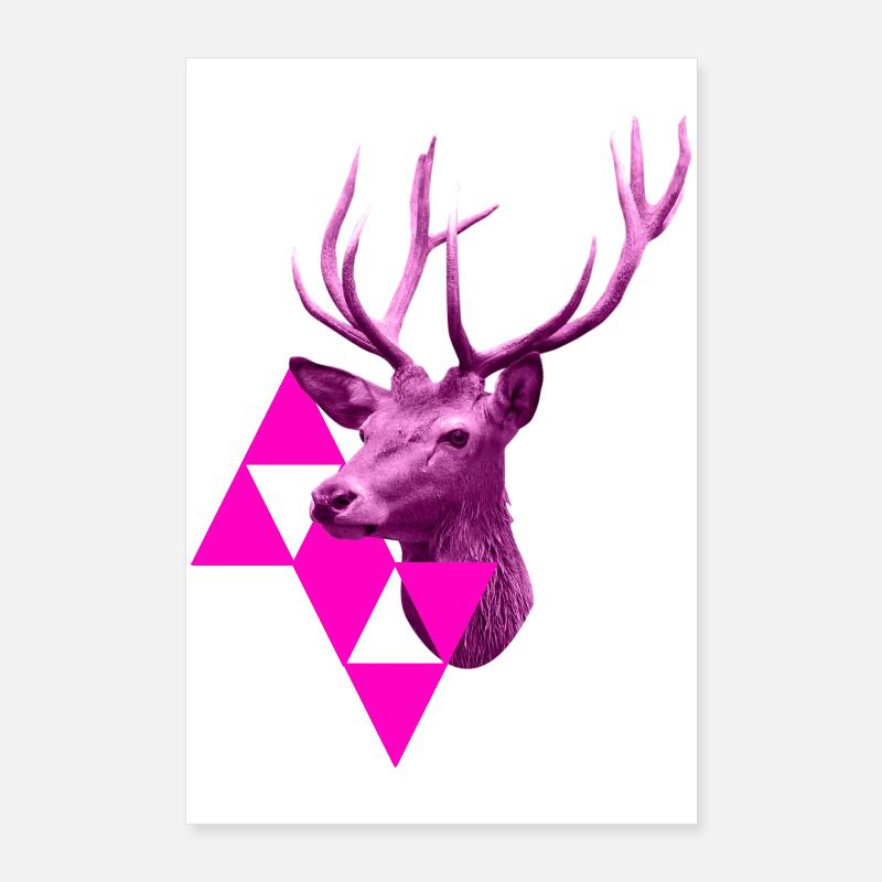 pinker Hirsch Poster 60x90 cm