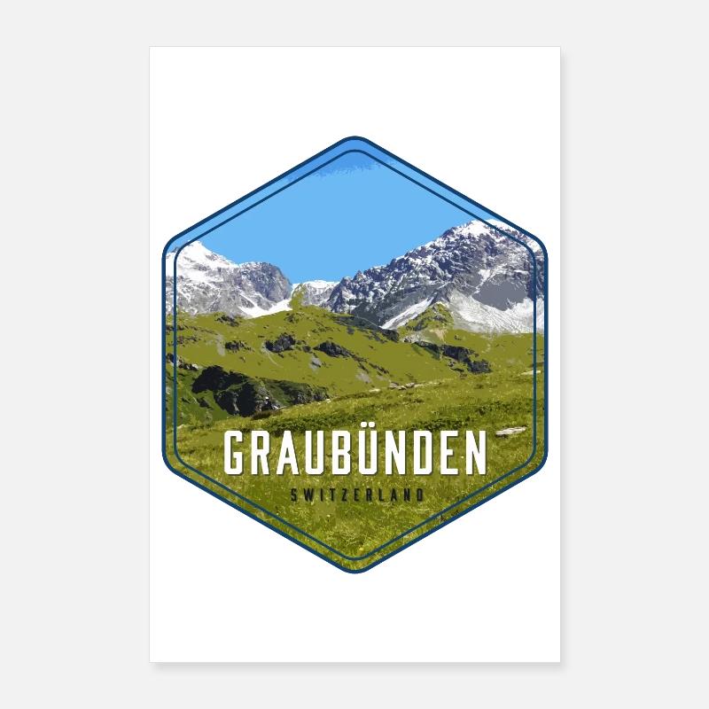 Graubünden Alpine Panorama Poster 24" x 35" (60x90 cm)