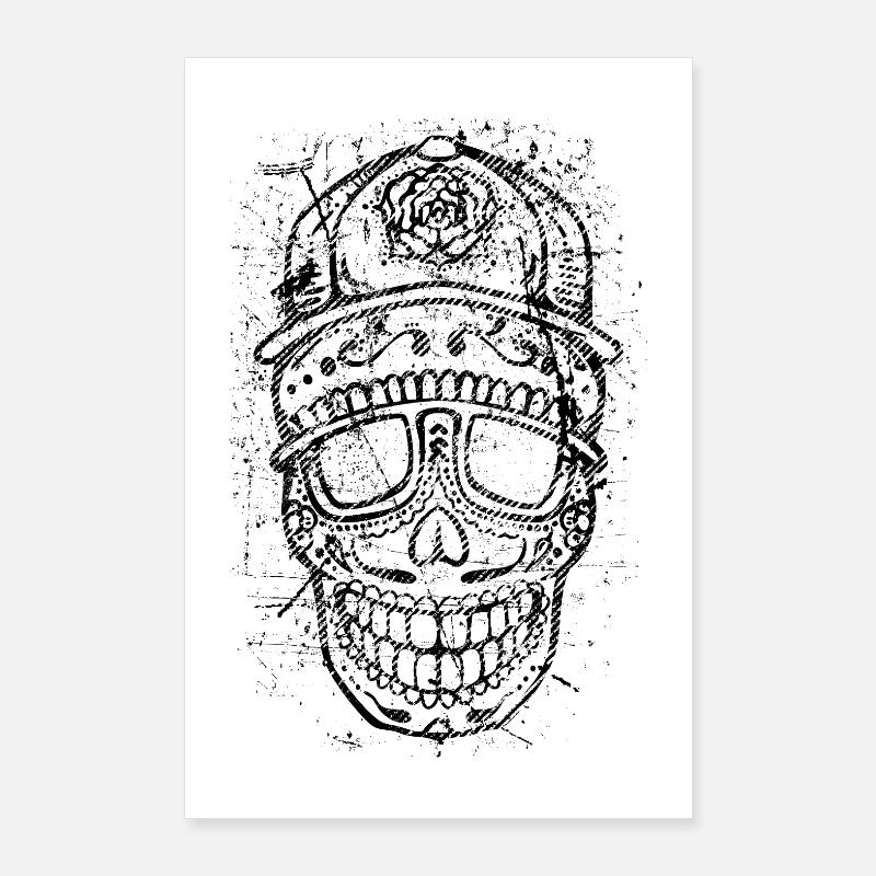 Cool Skull – Bold Distressed Tattoo Style Poster 60x90 cm