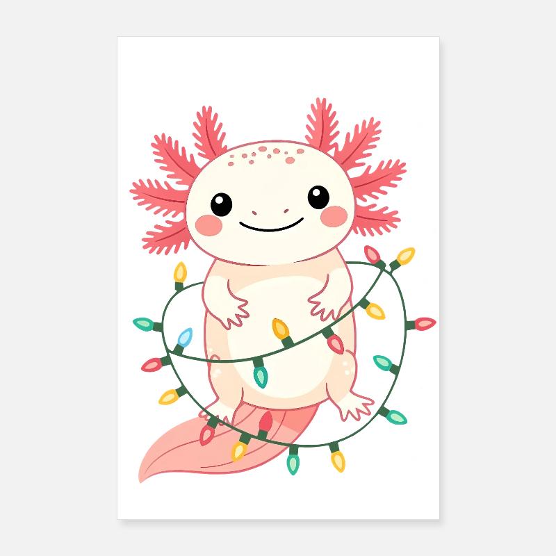 Pull de Noël Axolotl Drôle Mignon Poster 60 x 90 cm