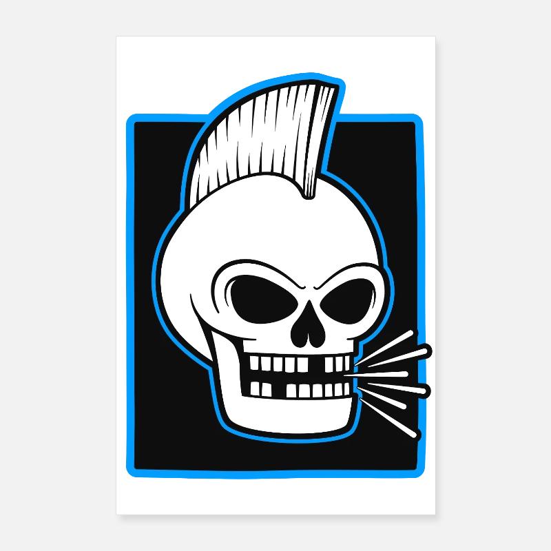 Graphique punk de la crête crâne Poster 60 x 90 cm