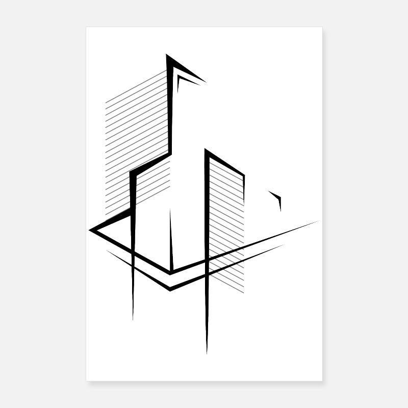 middle finger architecture graphic abstract icon Poster 24" x 35" (60x90 cm)