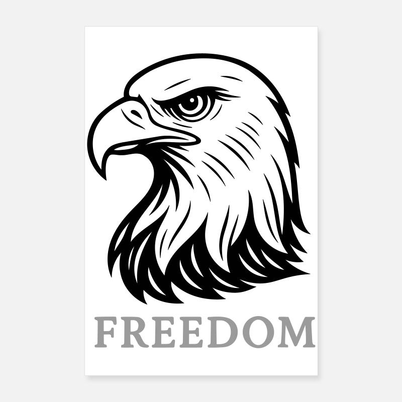 Adler, Adlerkopf Freedom Poster 60x90 cm