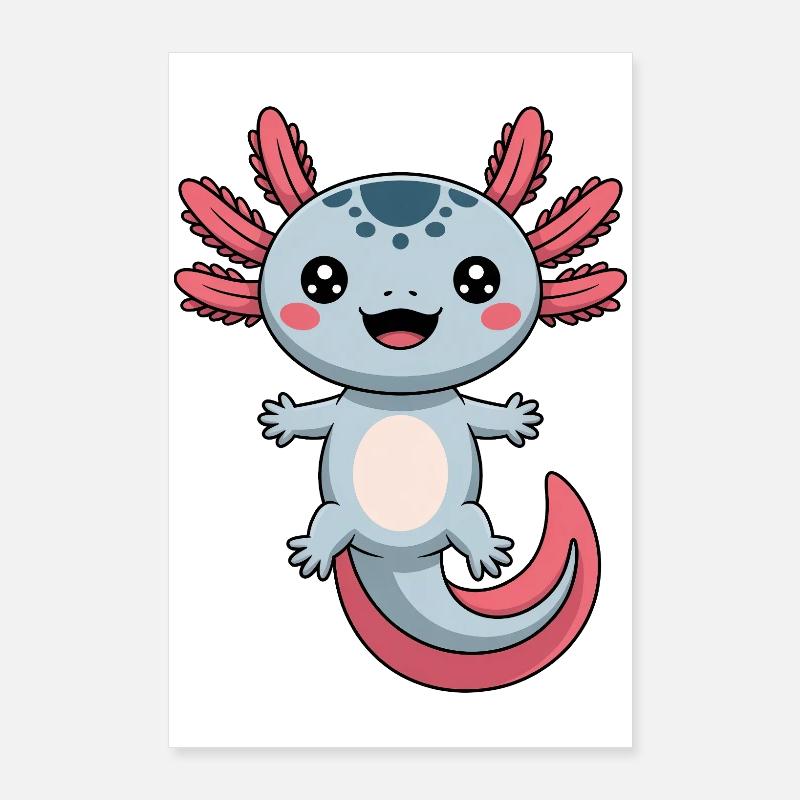 Axolotl Cute Comic Poster 24" x 35" (60x90 cm)