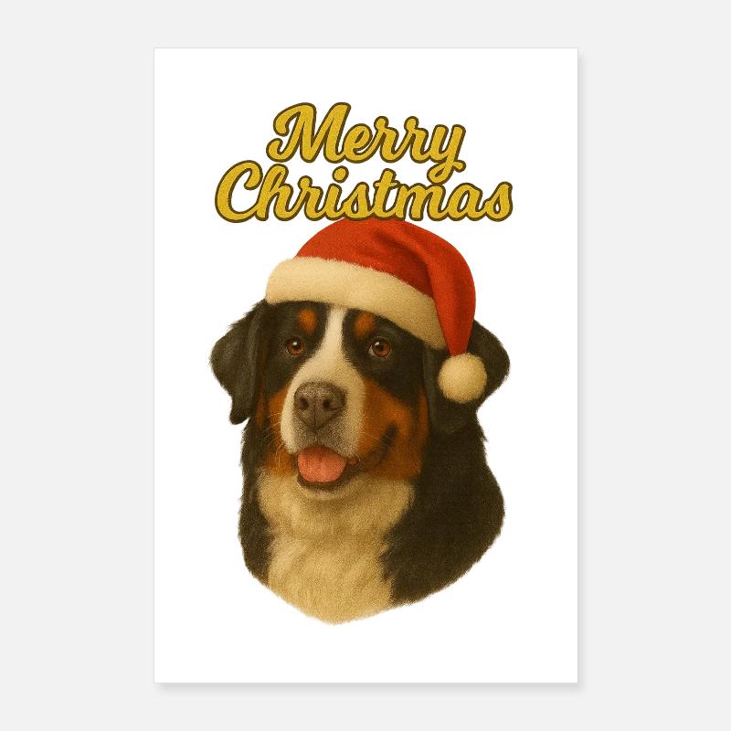 Pull de Noël joyeux chien de montagne bernois Poster 60 x 90 cm