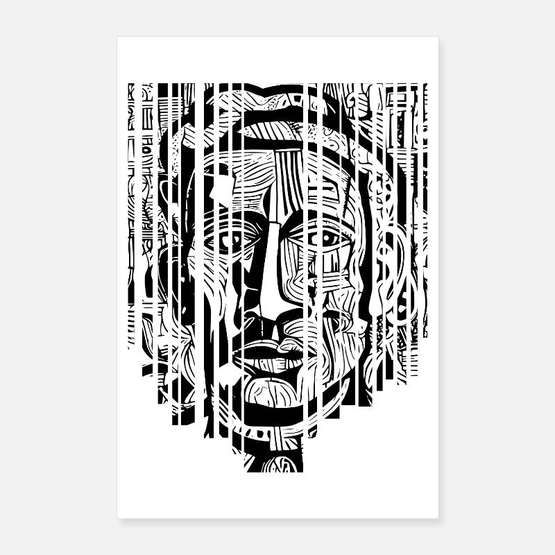 "Mystique Moderne - Éclats d'Art Noir et Blanc" Poster 60 x 90 cm