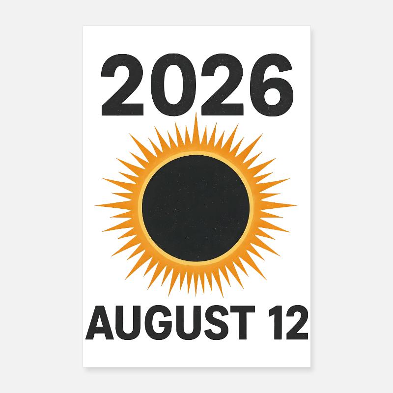 12 août 2026 - éclipse totale de Soleil Poster 60 x 90 cm