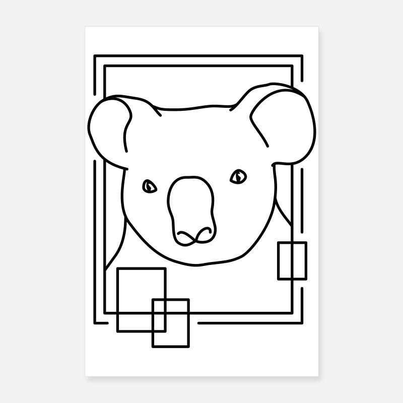 Koala en forme géométrique - Conception d’art au trait Poster 60 x 90 cm