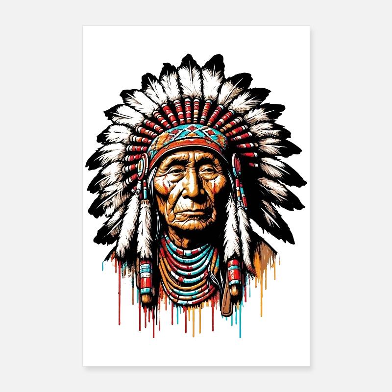 Amérindien Américain Poster 60 x 90 cm