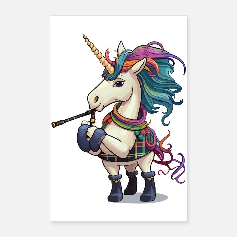 Cornemuses Licorne Colorées Poster 60 x 90 cm