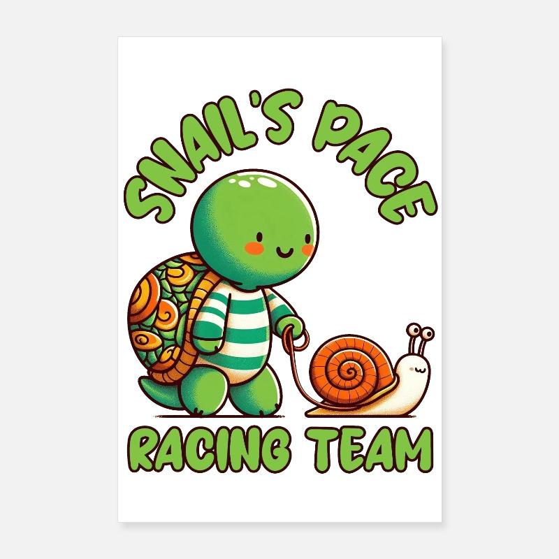 Snail's Pace Racing Team, Turtle and Snail Poster 24" x 35" (60x90 cm)