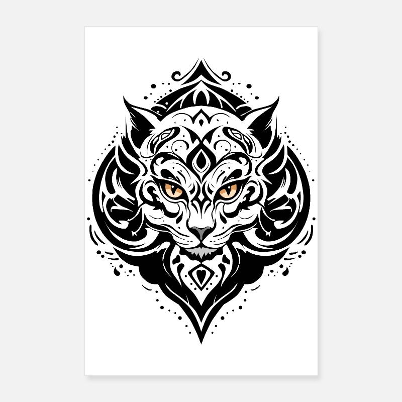 KATZE TATTOO SCHWARZ Poster 60x90 cm