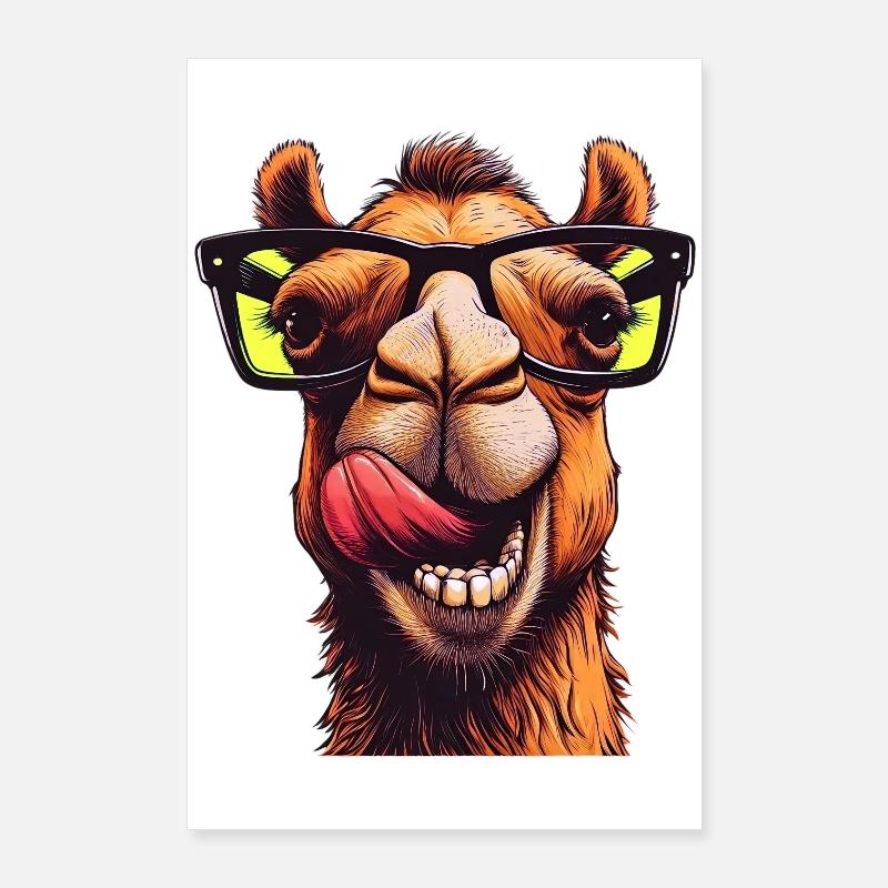 Kamel mit Sonnenbrille Poster 60x90 cm