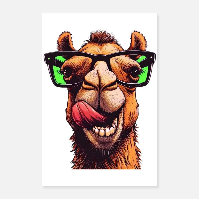 Kamel mit Sonnenbrille Poster 60x90 cm