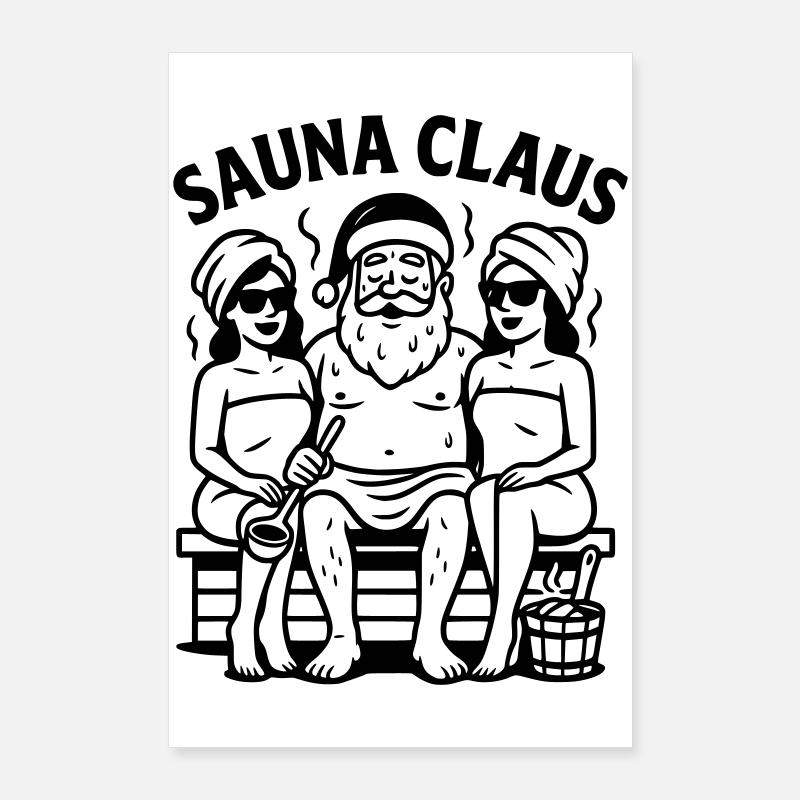 Sauna Noël Père Noël Poster 60 x 90 cm