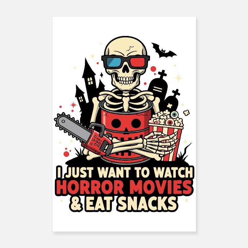 Skelett Popcorn Horror Snack Poster 60x90 cm