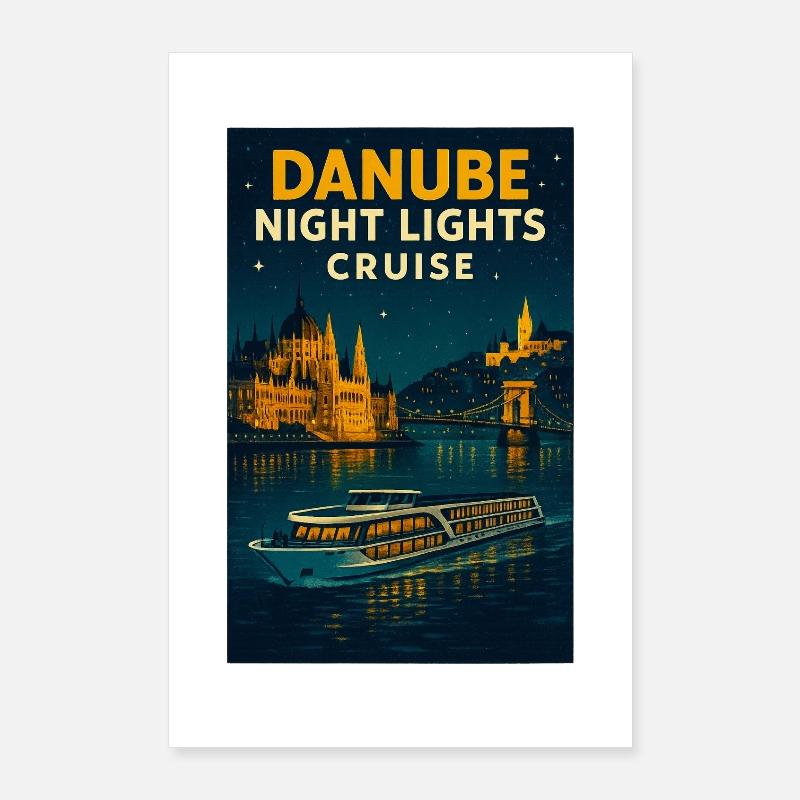 Croisière nocturne sur le Danube Poster 60 x 90 cm