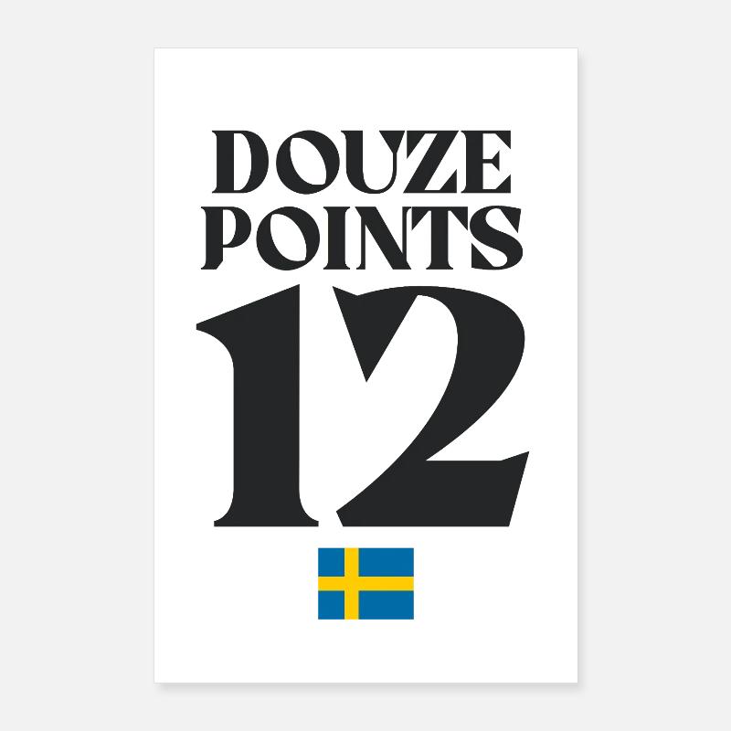 Douze points Suède Eurovision Poster 60 x 90 cm