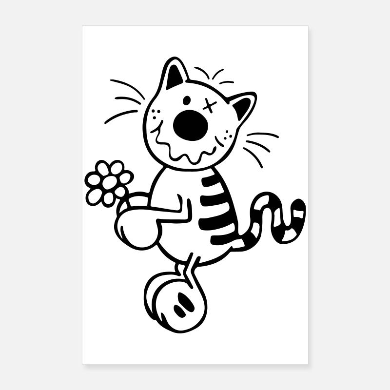 Chat avec la fleur Poster 60 x 90 cm