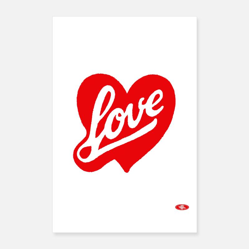 Rotes Liebesherz Script-Design Poster 60x90 cm