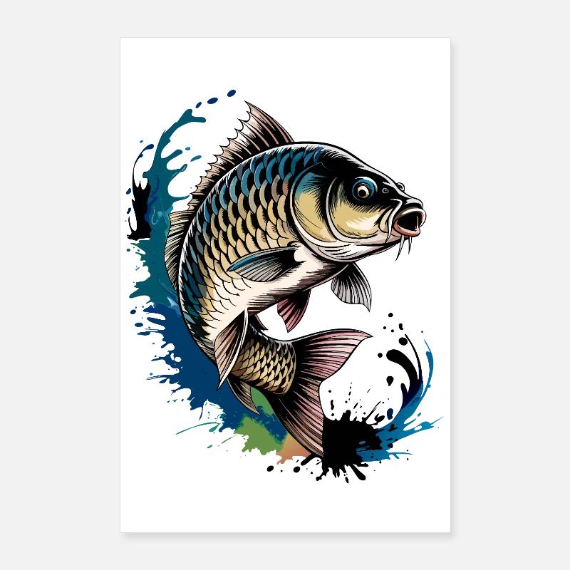 Pêche à la carpe Poster 60 x 90 cm