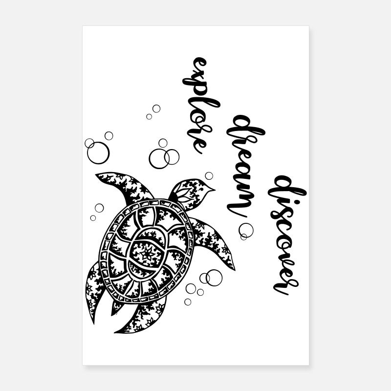 Explore Dream Discover - Turtle Poster 60x90 cm