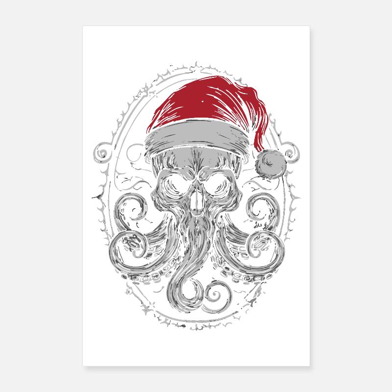 Dark Xmas Skull – Octopus Octopus Tentacle Poster 24" x 35" (60x90 cm)