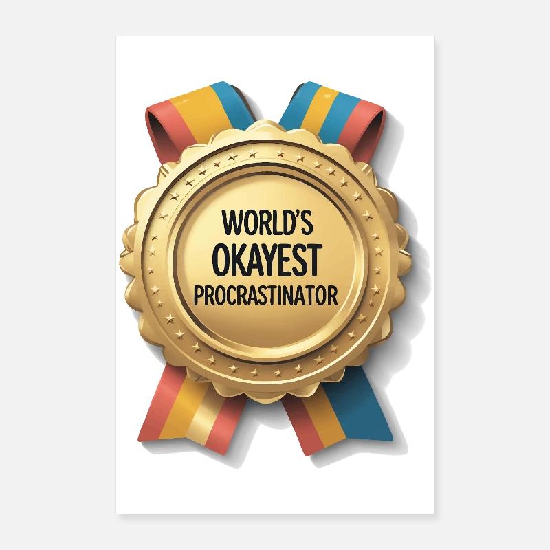 Le meilleur procrastinateur de progrès au monde Poster 60 x 90 cm
