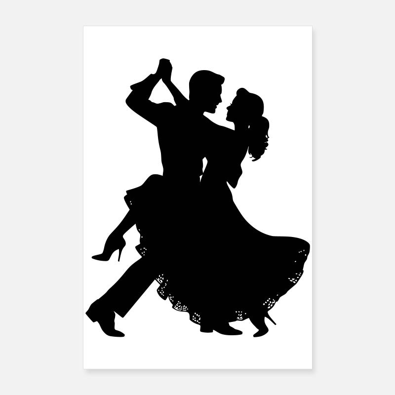 Dancing Couple Silhouette | Elegant dance motif Poster 24" x 35" (60x90 cm)