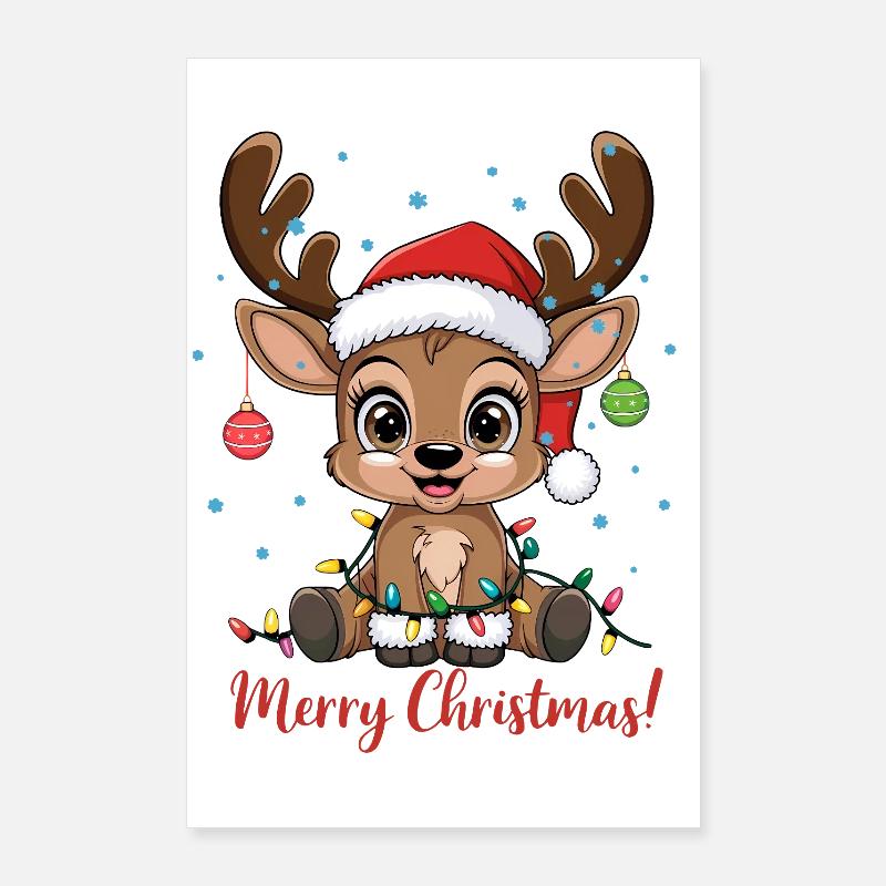 Pull de Noël en renne mignon Joyeux Noël Poster 60 x 90 cm