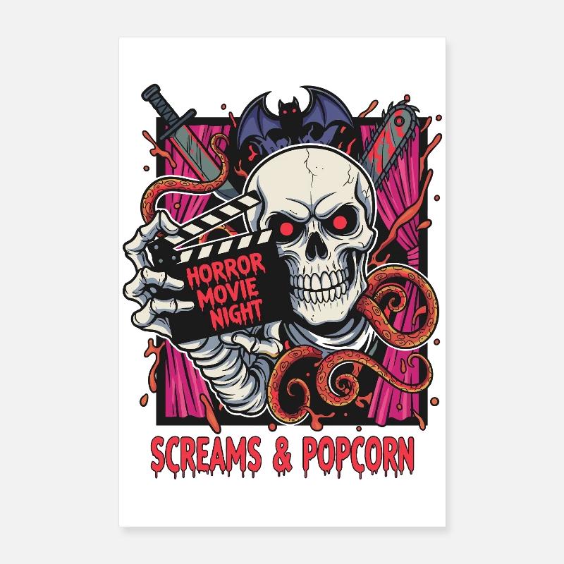 Popcorn du Crâne de la Nuit d’Horreur Poster 60 x 90 cm