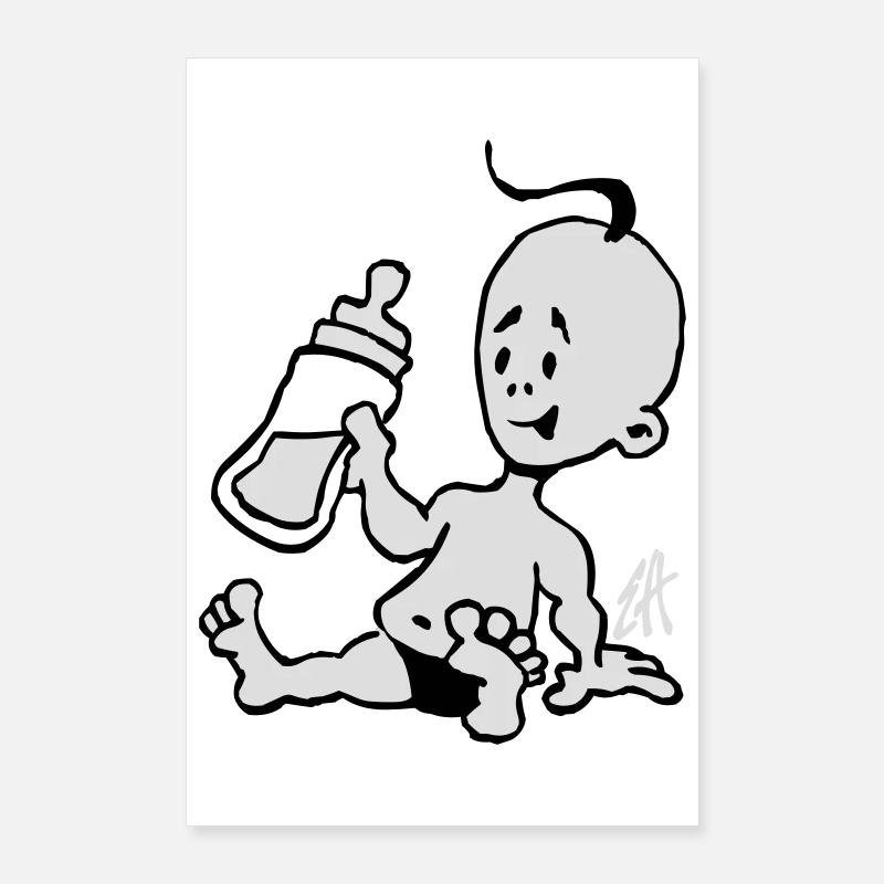 Baby mit einer Milchflasche Poster 60x90 cm