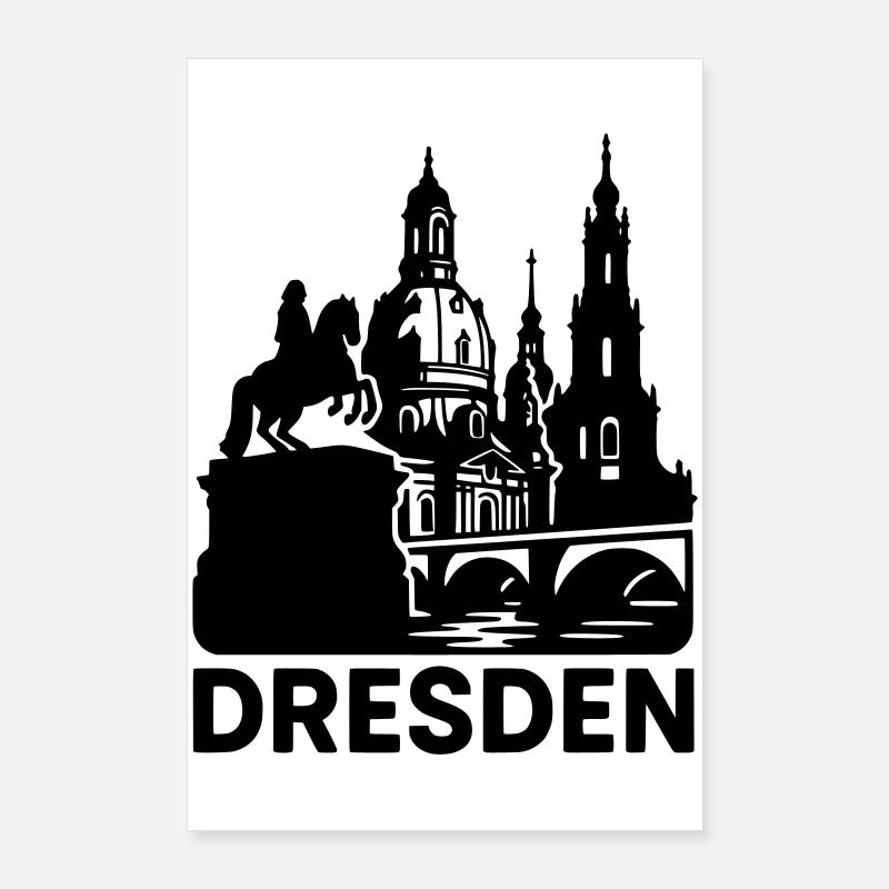 Silhouette de point de repère de Dresde Poster 60 x 90 cm