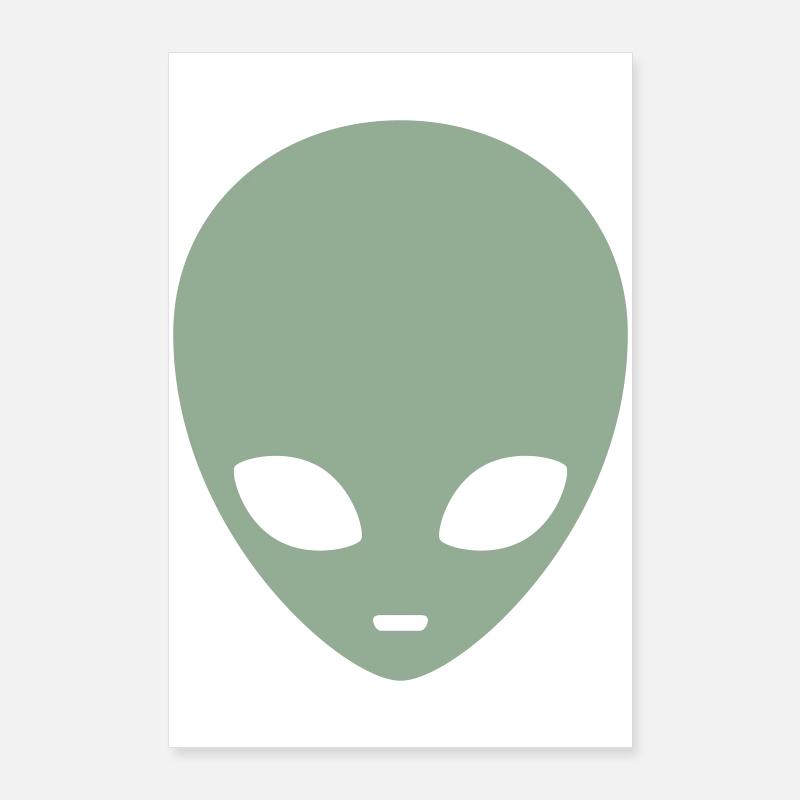Muted Mint Alien Head Poster 24" x 35" (60x90 cm)
