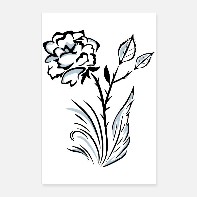 Stylized outlined rose Poster 24" x 35" (60x90 cm)