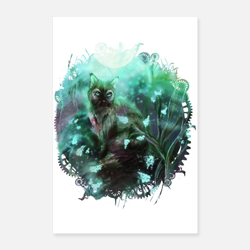 Cat in the magic forest Poster 24" x 35" (60x90 cm)