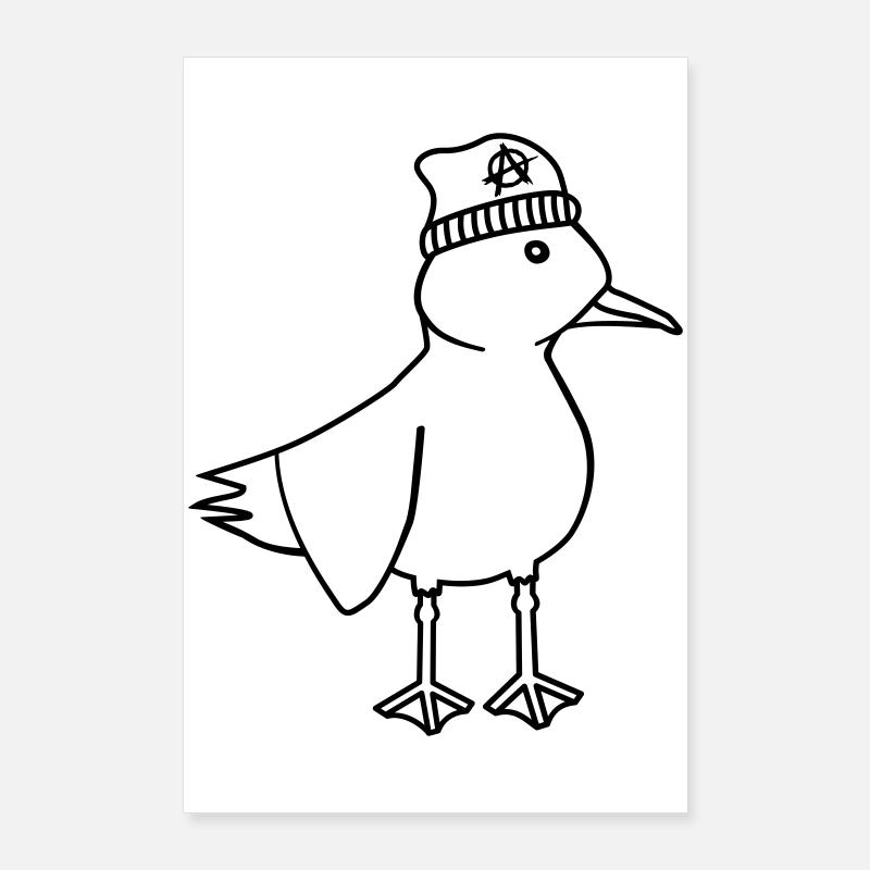 Seagull Anarchy – Vilain Maritime Hipster Art côtier Poster 60 x 90 cm