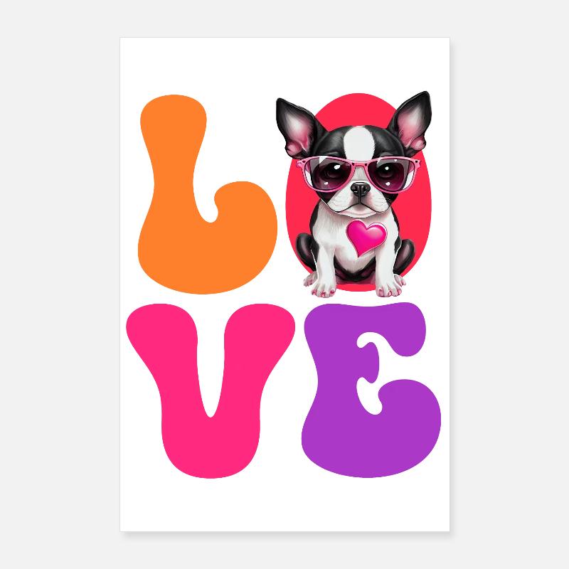 Hund Boston Terrier Poster 60x90 cm