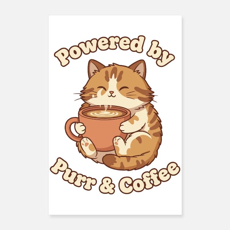 Schnurrende Kaffee-Liebe Poster 60x90 cm